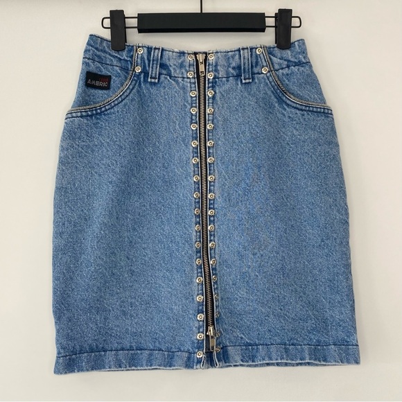 Vintage Cobra Americ Studded front zip Denim Skirt - Picture 2 of 11
